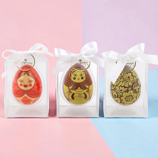 "Русские красавицы" набор 3 яйца белый и молочный шоколад