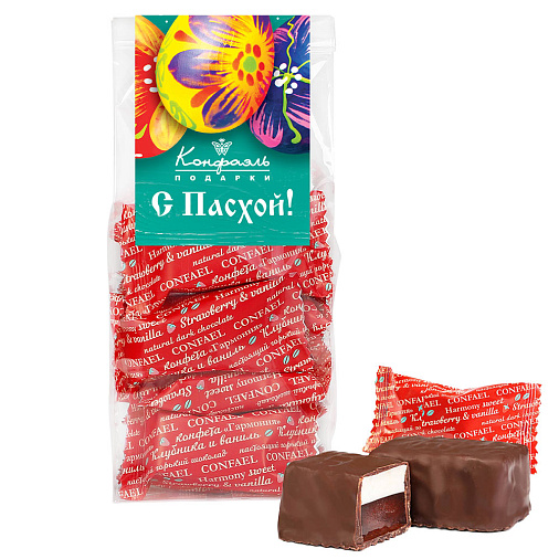 Пасхальный набор двуслойных конфет суфле + клубничный мармелад в шоколаде