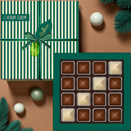 Новогодний набор шоколадных конфет ассорти с шоколадной и кремовой начинками 170г