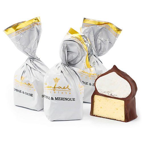 Набор двуслойных конфет: суфле со вкусом манго + ванильное безе в горьком шоколаде 145г