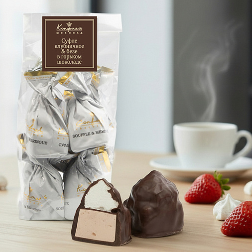 Клубничное суфле и безе двуслойные конфеты в шоколаде