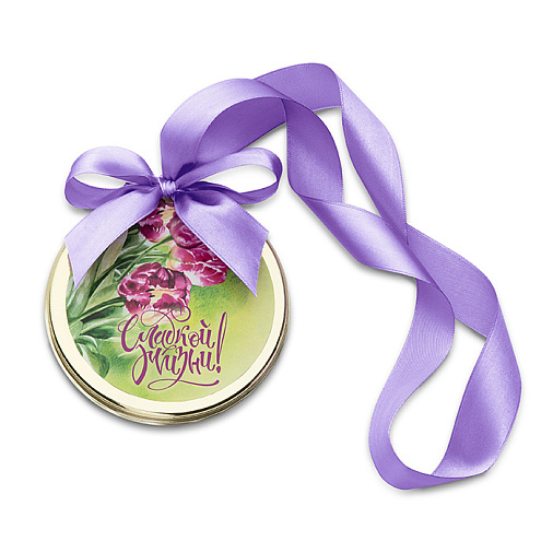 Медаль из горького шоколада с цветами 70г