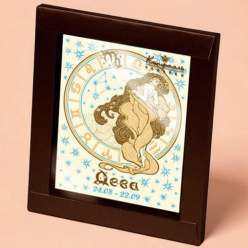 "Дева" открытка белый шоколад 