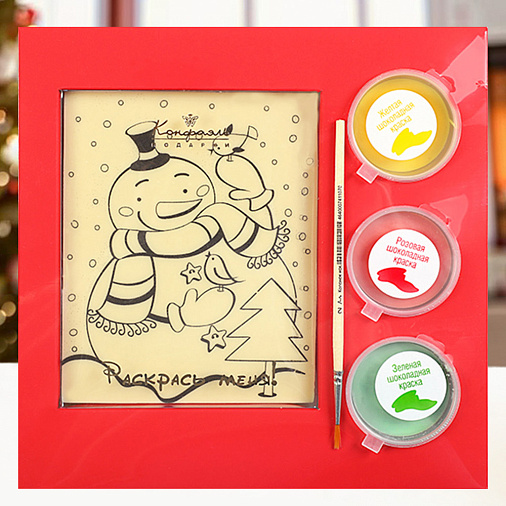 Раскраска Снеговик белый шоколад 190г