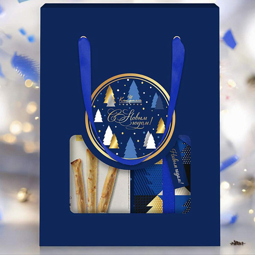 Новогодний набор: мармелад, молочный шоколад, хлебные палочки, риет, чай 630г