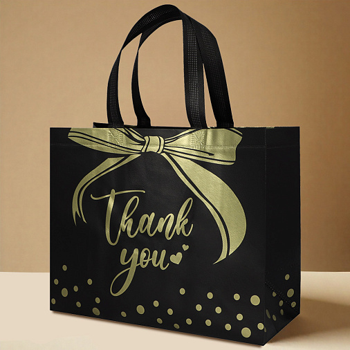 Подарочный пакет Thank you 32*14*25,5 см черный
