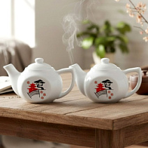 Набор чайников фарфоровых с шелкографией (2шт.)