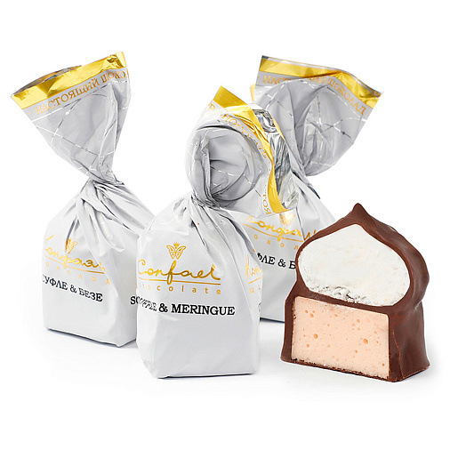 Новогодний набор двуслойных конфет суфле + безе в горьком шоколаде набор 230г (зеленый)