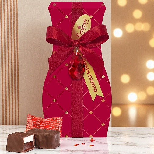 Новогодний набор двуслойных конфет суфле + мармелад в горьком шоколаде 120г