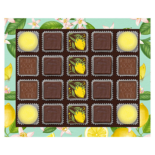 Набор шоколадных конфет, суфле лимонного в горьком шоколаде 175г