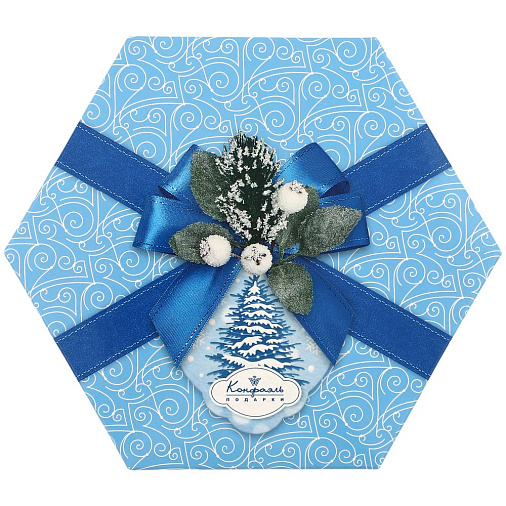 Новогодний набор конфет "Суфле" (ванильное, шоколадное, кофейное) в шоколаде 105г (голубой)
