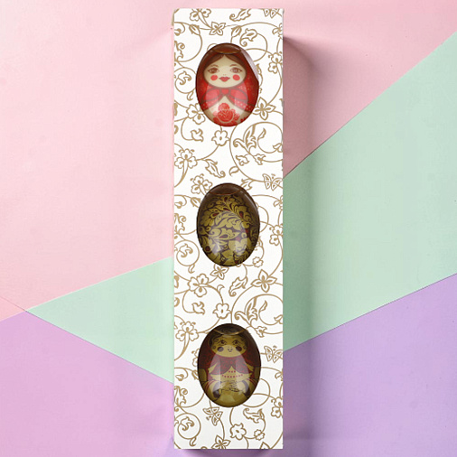 "Русские красавицы" набор 3 яйца белый и молочный шоколад