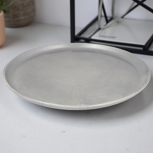 Поднос керамический под серебро круглый 30см
