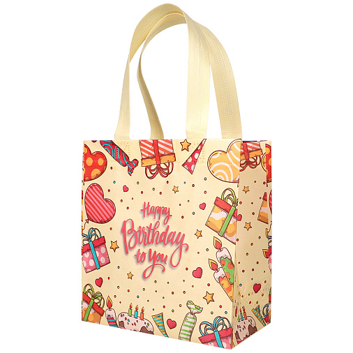 Подарочный пакет на День рождения 22*11*23см розовый