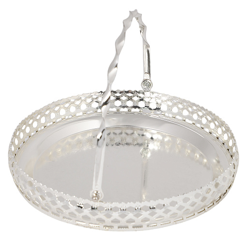 Блюдо круглое декоративное из металла (серебро)