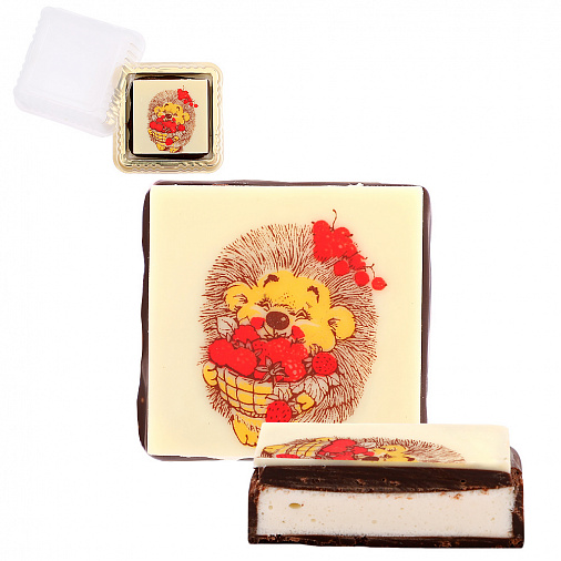 Ванильное суфле и белый шоколад с декором ежик 30г