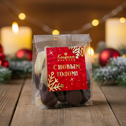 «Любимый вкус» цукаты лимонные корочки в молочном шоколаде 50г (красное новогоднее оформление)