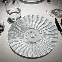 Сервировочное блюдо стеклянное (серебро)