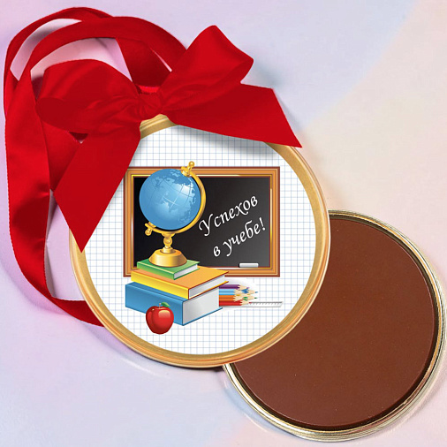 "Успехов в учебе" медаль молочный шоколад (глобус)